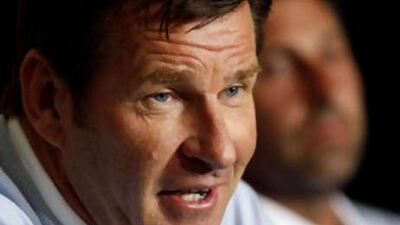 The European Ryder Cup Captain Nick Faldo speaks to the media at Gleneagles, Scotland, after announcing his team for the 2008 Ryder Cup against the USA.