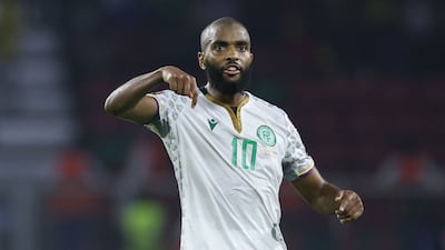 Comoros midfielder Youssouf M'Changama celebrates scoring his team's late consolation goal in a 2-1 defeat. AFP