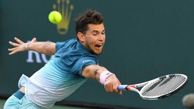 Dominic Thiem hits a shot during his final victory over Roger Federer. USA Today Sports