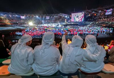Fans attend the Special Olympics World Games Abu Dhabi 2019 closing ceremony. Victor Besa / The National