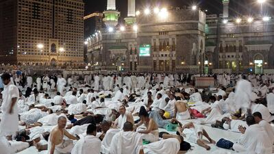Pilgrims gather in Mecca early on August 30, 2017 before heading to Mina for the start of Hajj. Karim Sahib / AFP