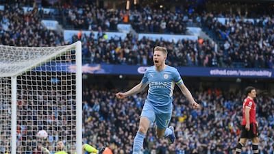 Centre midfield: Kevin de Bruyne (Manchester City) – The outstanding figure in a Manchester derby rout, scoring two first-half goals and getting a second-half assist. Getty Images