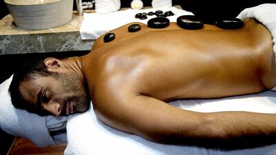 A hot stone massage at the Urban Male Lounge. Courtesy NStyle International