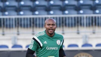 Nigeria goalkeeper Vincent Enyeama takes part in Monday's training session before the team heads to Brazil for the 2014 World Cup. Nicholas Kamm / AFP / June 2, 2014