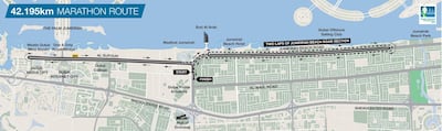 The 42km route runners will take at Friday's Dubai Marathon. Courtesy Dubai Marathon
