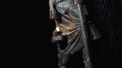Statue of a miner sculpted from a single piece of rock salt. Getty Images