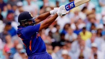 India opener Rohit Sharma hits a six on his way to an unbeaten 76. His knock came off 58 balls and included seven fours and five sixes. Reuters