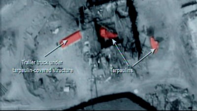 This undated image released by the US government shows a building after it was bombed in Syria. US Government / Handout via Reuters
