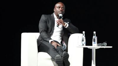 Akon speaks at the Future Sustainability Summit in Abu Dhabi. Chris Whiteoak / The National