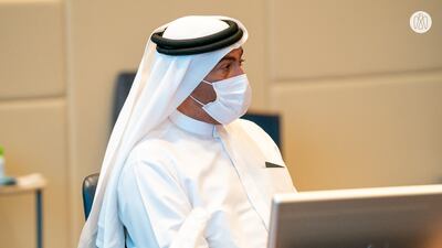 Minister of State Ahmed Al Sayegh at the first meeting of the executive committee of the board of directors of Abu Dhabi National Oil Company. AD Media Office on Twitter