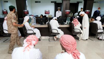 The first batch of Emirati conscripts register for national service in Abu Dhabi in July last year. Ravindranath K / The National