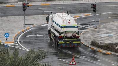 Rain fell in Abu Dhabi's Yas Island on Sunday. The National