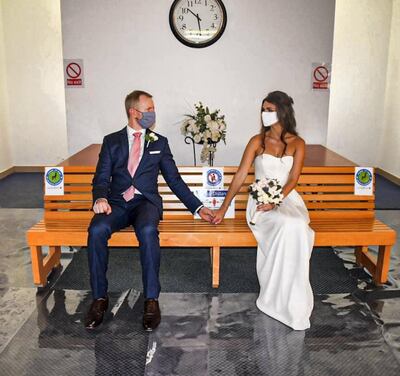 Peter Somerville was unable to travel to Australia with his new bride