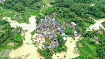 Heavy rain floods fields and buildings in Rongan in China's southern Guangxi region. AFP