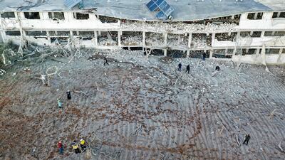 A poultry farm hit by air strikes near the town of Kafr Takharim in Syria's rebel-held northwestern Idlib province. AFP