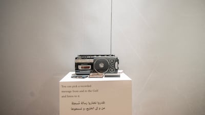 The exhibition strikes the senses as a time capsule, touching upon music, magazine headlines and other pop culture elements that were rampant in the Gulf in the past