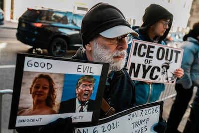 Demonstrators outside the 26 Federal Plaza building in Lower Manhattan in New York City. Reuters