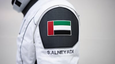 A UAE flag on Dr Al Neyadi's SpaceX pressure suit.