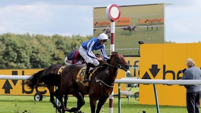 Hello Youzmain, ridden by James Doyle, wins the Sprint Cup Stakes at Haydock Park. PA