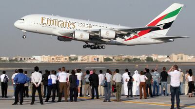 Back in 2005, the Airbus A380, sporting the colors of air carrier Emirates, takes off. AFP