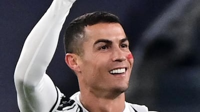 Cristiano Ronaldo celebrates after opening the scoring for Juventus against Cagliari. AFP