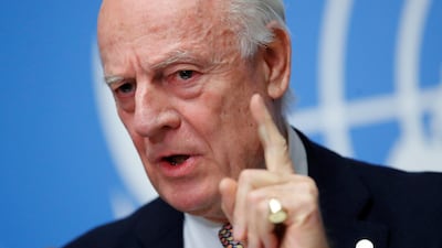 The United Nations special envoy for Syria, Staffan de Mistura, talks to the media after mediating peace talks in Geneva, Switzerland on November 30, 2017. Denis Balibouse / Reuters