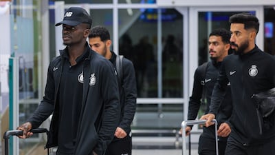 Al Nassr players arrive at Zayed International Airport in Abu Dhabi ahead of the Saudi Super Cup. Reuters