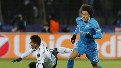 Axel Witsel, right, will be the key man for Zenit St Petersburg in the Uefa Champions League. Anatoly Maltsev / EPA