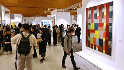 Weave Magenta, 2023, by Sean Scully. AFP
