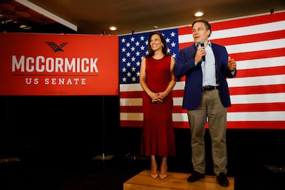 Dina Powell McCormick with her husband, David McCormick. Reuters
