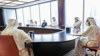 Sheikh Mohammed bin Rashid, Vice President and Ruler of Dubai, chairs a meeting with the Ministry of Economy's task force on Tuesday. Wam