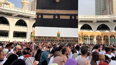 Worshippers and pilgrims gather in Makkah in preparation for Hajj. AFP