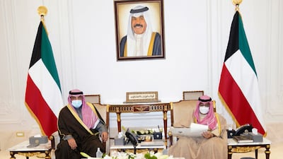 Kuwaiti Emir Sheikh Nawaf, right, with Prime Minister Sheikh Sabah Khaled Al Sabah. AP