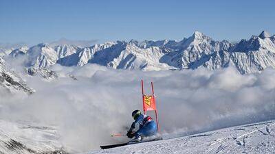 American Ted Ligety competes during the first run of the men's giant slalom event during the FIS Alpine Ski World Cup in Soelden, Austria. AFP