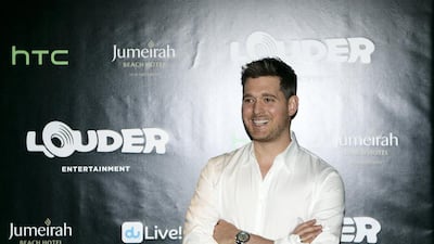 The singer Michael Buble is photographed at a press conference at Jumeirah Beach Hotel in Dubai, March 11, 2015. Sarah Dea / The National