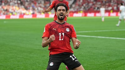 Mostafa Zico celebrates after his goal made it 1-1 against New Zealand. AFP