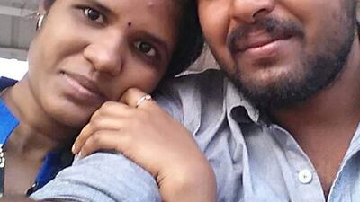 Chinchu Joseph with her husband, Jibin, in India. The nurse died in an accident in Sharjah last week. All photos: Joseph family