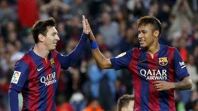 Lionel Messi, left, and Neymar, right, are expected to lead the line alongside Luis Suarez against Cordoba. Gustau Nacarino / Reuters