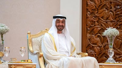 HH Sheikh Mohamed bin Zayed Al Nahyan, Crown Prince of Abu Dhabi and Deputy Supreme Commander of the UAE Armed Forces (C) attends the inauguration of HM King Abdullah Ri’ayatuddin Al-Mustafa Billah Shah of Malaysia (not shown), at Istana Negara, the National Palace of Malaysia. Ministry of Presidential Affairs --