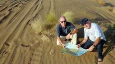 Mark Evans. left, and John Smith prepare for their trip through the Empty Quarter, retracing the steps of explorer Wilfred Thesiger.