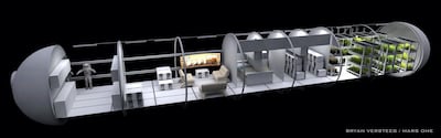 A model of a potential living space on Mars. Courtesy Bryan Versteeg / Mars One