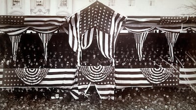 U.S. President Grover Cleveland in Reviewing Stand in front of the White House during his Inauguration, Washington DC, USA, March 4, 1885. Getty Images