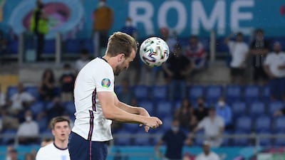 England' forward Harry Kane scores the third goal.