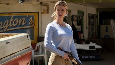 Betty Gilpin in a scene from 'The Hunt'.