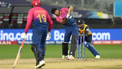 1. UAE's Junaid Siddique has hit the biggest six of the T20 World Cup 2022 - a 109m maximum against Sri Lanka in the first round. AFP