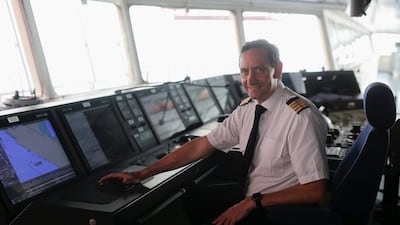 Dick S Danielsen, the Captain of the Maersk Majestic, says being at the helm of the giant vessel is a dream job for him. Aly Song / Reuters
