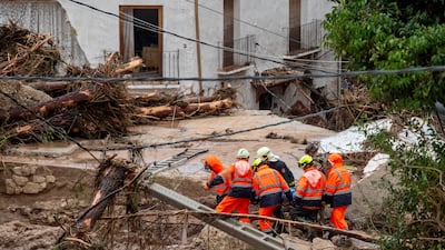 The emergency services free a person trapped after the damage caused in Letur, Albacete. AP