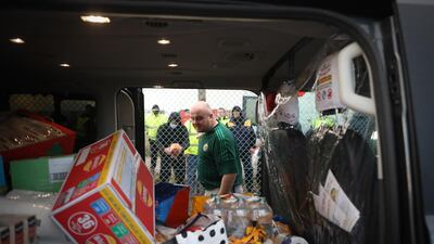Food and supplies in a volunteers vehicle for distribution to truck drivers at Manston airport in Manston, U.K. Routes to Dover, Britain's busiest cross-channel port, have been choked for days after France shut its border with Britain, blaming an outbreak of a novel strain of the coronavirus. Bloomberg