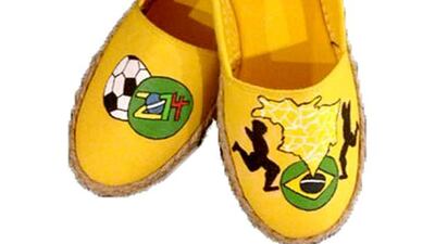 The UAE-based e-tailer Virgule has launched some limited-edition espadrilles to cater for World Cup fans. Available in bold Brazilian green and canary yellow and adorned with international flags, the shoes are unmissable. Courtesy Virgule
