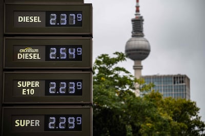 Fuel prices at a petrol station in Berlin on October 2, 2026. AFP